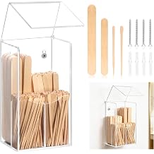 300 PCS 4 Style Waxing Sticks Wooden with Acrylic Wall Mounted Organizer Assorted Wax Applicator Sticks Small Medium Large Popsicle Sticks Bulk Craft Sticks Jumbo for Body Legs Face Tongue Depressor
