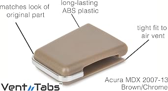 Venttabs for Acura MDX 2007-2013 Air Conditioning Vent Replacement Tab | 30-SECOND INSTALLATION | Easy Clip on | No Screws or Tools Required | American Design - Vent Outlet Tab Clip (Brown/Chrome)