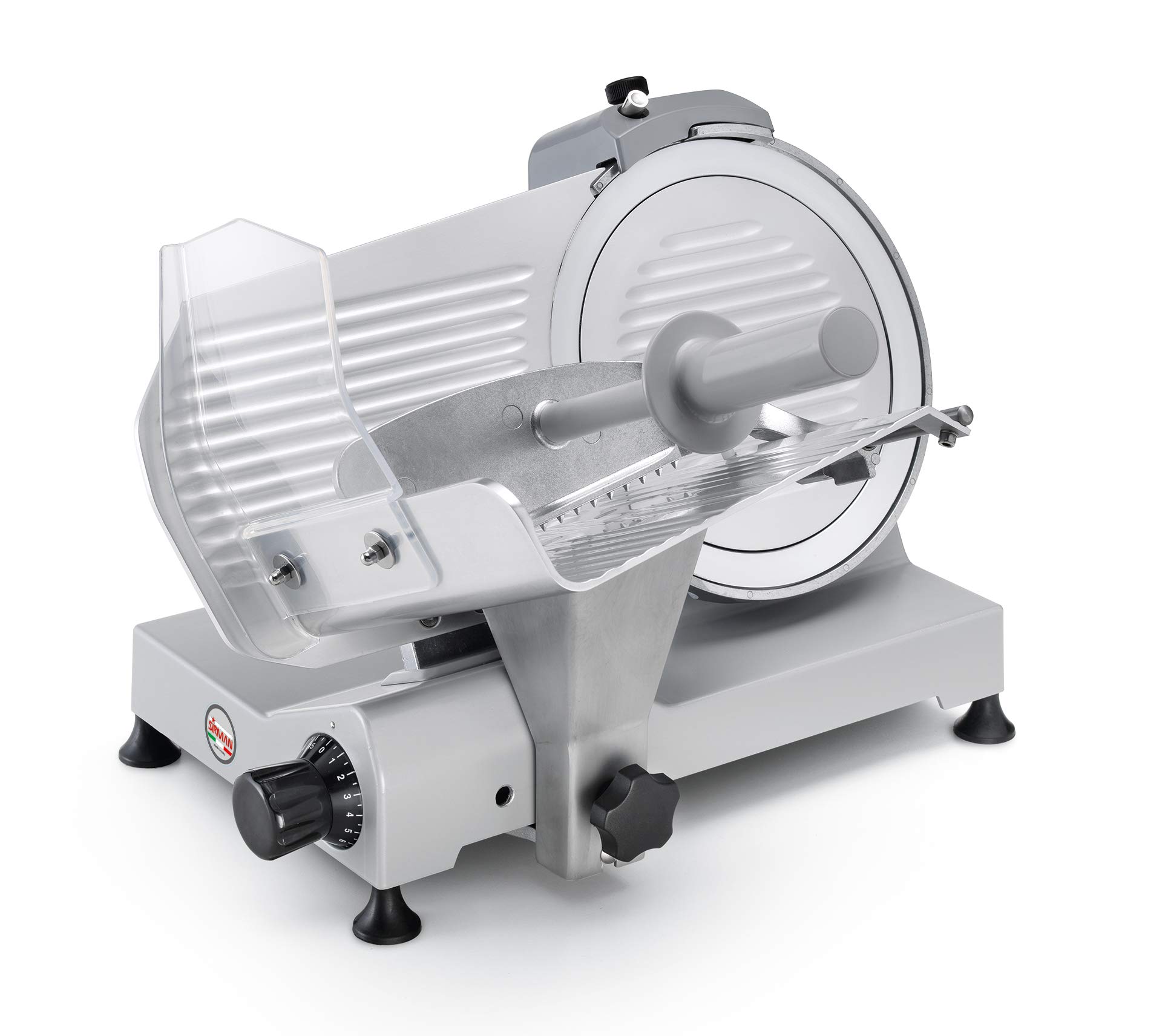 SIRMAN | Affettatrice inclinata per uso domestico Modello SMART lama in acciaio diametro Ø 220 mm inclinata 25° (Grigia)