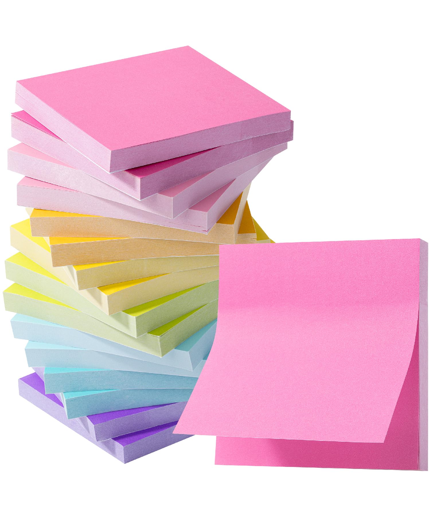 Mr. Pen Sticky Notes, 3'x3', 16 Pads, 1300 Sheets, Prism's Reverie, Colorful, Bulk