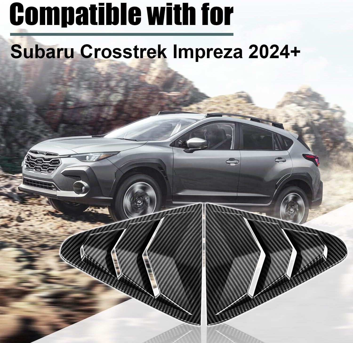 Rear Side Window Quarter Louvers Trim Panel Compatible with for Subaru Crosstrek Impreza 2024 2025 2026 Accesories Sport Style Side Shutter Trim Cover Air Vent Scoop Shade Covers Blinds