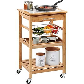 Amazon.de: Küchenwagen auf Rollen, Servierwagen mit 3 Schubladen und 3