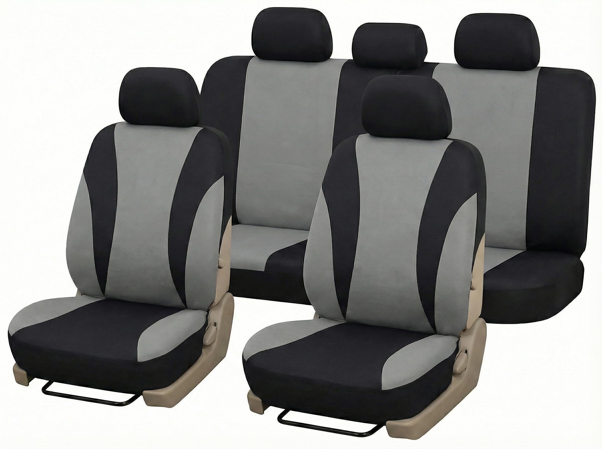 Lupex Set Coprisedili Auto Universali LS06 Grigio Anteriori e Posteriori Poliestere