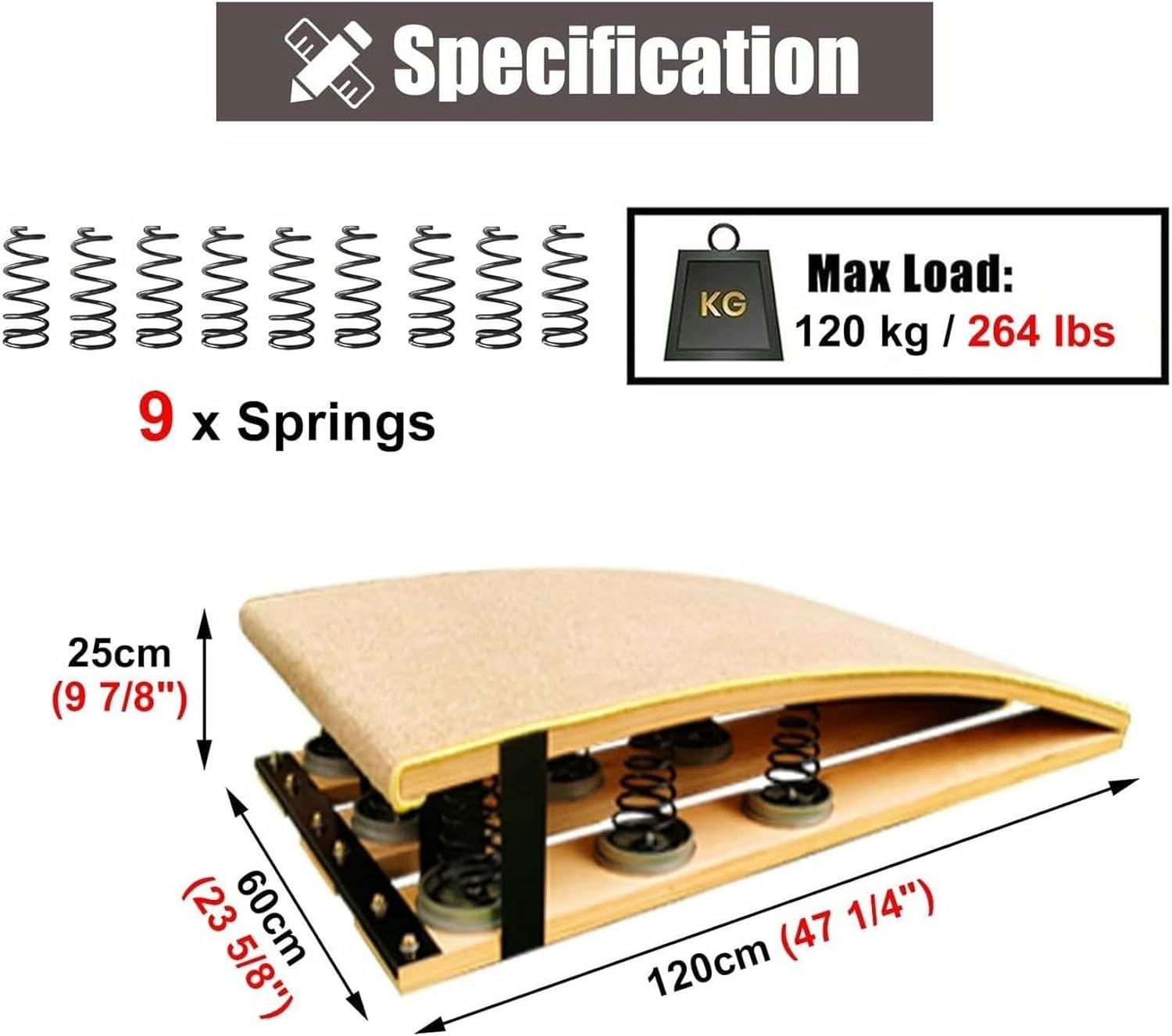 Gymnastics Vault Springboard, Sports Training Equipment with Steel Spring & Jump Pad for Gym Track Field Sports Club