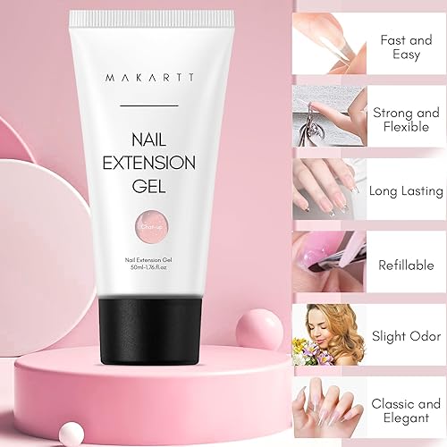 Vista 37 de Makartt - Gel de uñas de polietileno, 1.7 oz (50 ml), constructor, extensión, fortalecedor, gel de color duro, multifuncional, larga duración, fácil