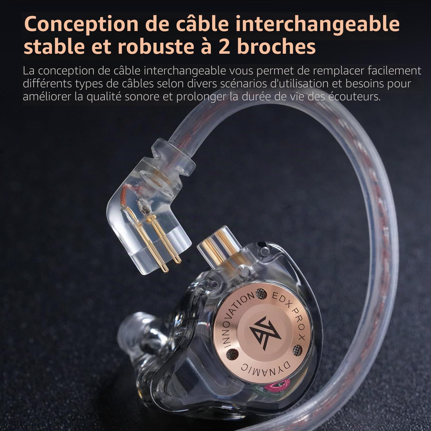 KZ EDX Pro X Écouteurs intra-auriculaires HiFi IEM, moniteur de basses profondes avec câble amovible, pour chanteurs DJ audiophiles