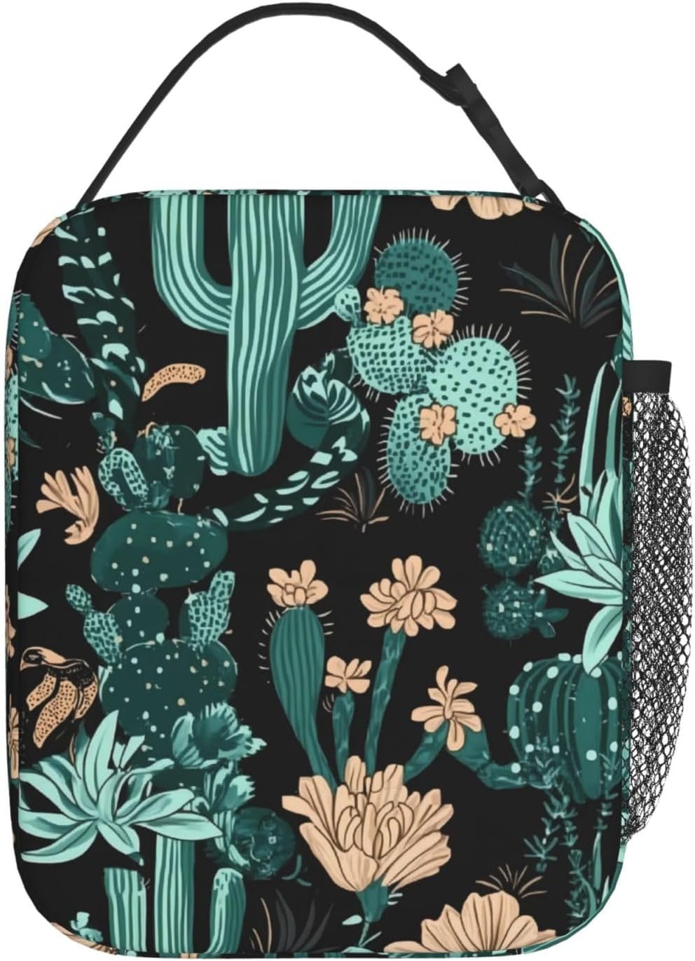Reusable Cactus Lunch Box for Kids Girls Boys Women Adult, Insulated Succulent Lunch Bag,Polyester Cooler Handbags Case for School Picnic Work Travel Beach or Hiking