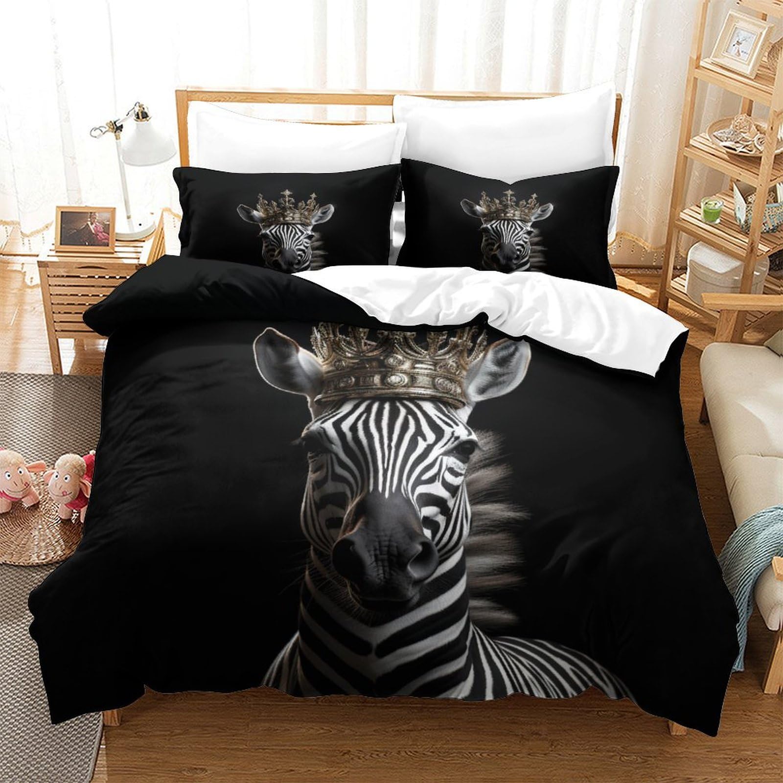 P1S9U7W5Y 3D Printed Animal Zebra Duvet Cover Set 3pcs Microfiber Zebra Bedding Set King