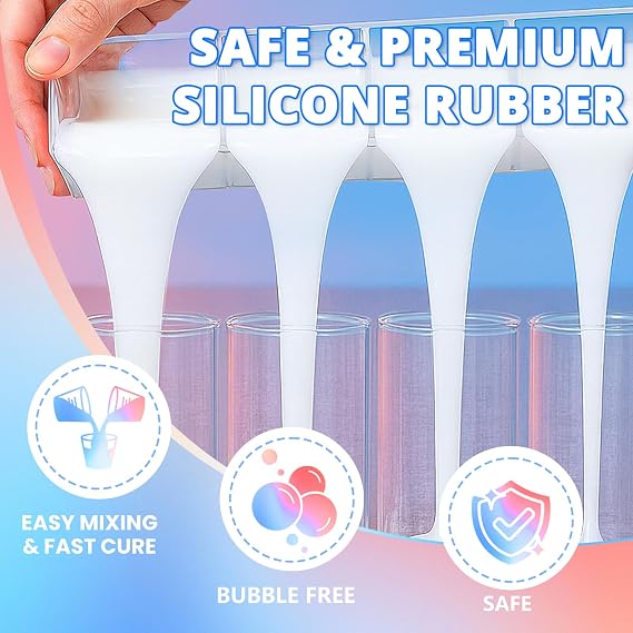 Silicone Mold Making Kit, 10A Liquid Silicone Rubber 66OZ, Translucent Clear Mold Making Silicone Mixing Ratio 1:1 Bubble-Free, Easy Demold for Resin Molds, 3D Molds, 4H Fast Cure