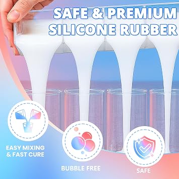 Silicone Mold Making Kit, 10A Liquid Silicone Rubber 66OZ, Translucent Clear Mold Making Silicone Mixing Ratio 1:1 Bubble-Free, Easy Demold for Resin Molds, 3D Molds, 4H Fast Cure