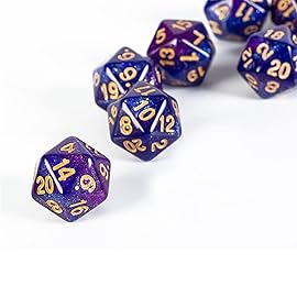 SmartDealsPro 10-Pack 20 Sided Dice D20 Polyhedral Dice for DND RPG MTG Table Game (Glitter Blue-Purple)