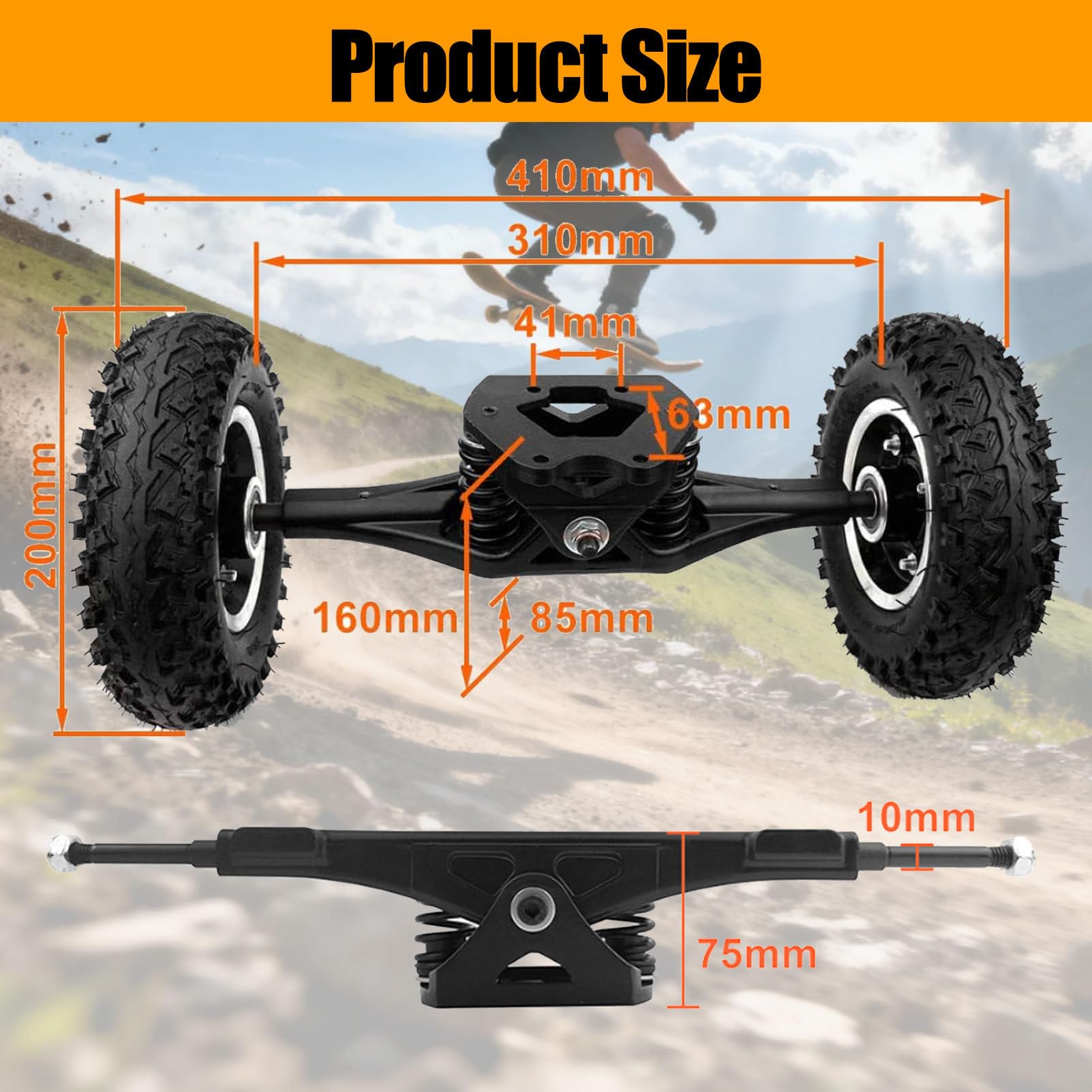 Kit di Conversione per Skateboard Elettrico 4wd, Set Motore Fuoristrada da 1650 W, con Telecomando, per Fuoristrada E Mountain Board 2WD-NoRemote