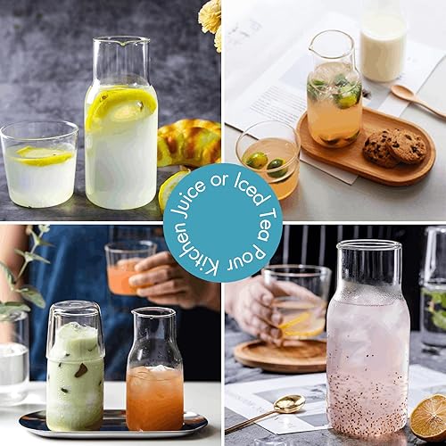 Miniatura 9 de YOUEON 2 Sets 17 Oz Bedside Water Carafe and Glass Set, Nightstand Water Pitcher with Cup Lid, Juice & Mouthwash Bottle for Kitchen, Bedroom or