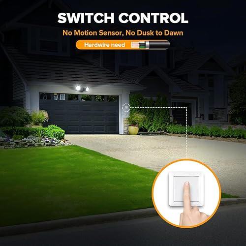 Miniatura 2 de LUTEC 6222B Proyector LED exterior de cabezal doble, 2500 lúmenes 32 vatios, diseño de metal puro, luz de seguridad de pared impermeable de 5000 K