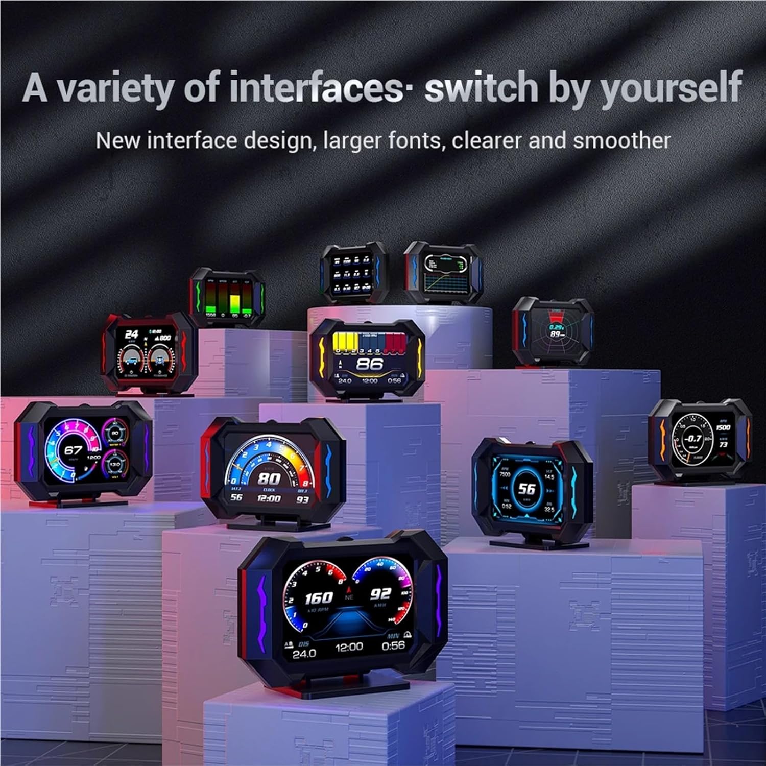 OBDII+GPS HUD P25 Head Up Display Car Digital Speedometer Water Temp Fuel Consumption Slope Meter Slope Inclination Alarm