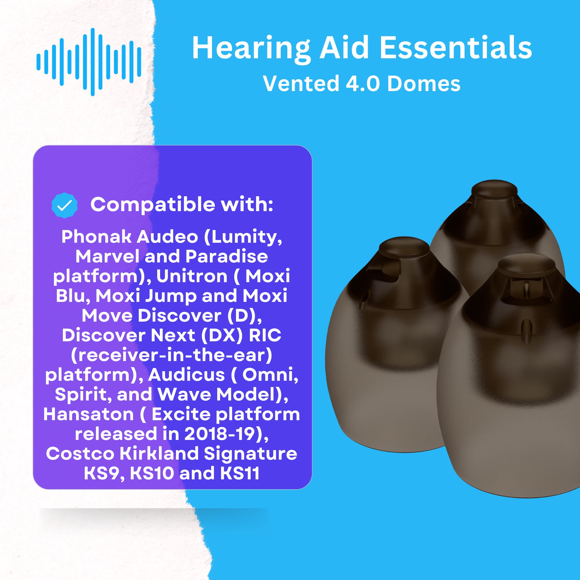 Phonak, Unitron & Hansaton 4.0 Dome Vented - paraplu's (10 stuks) (L Phonak, Unitron & Hansaton 4.0 Dome Vented - paraplu's (10 stuks) (L