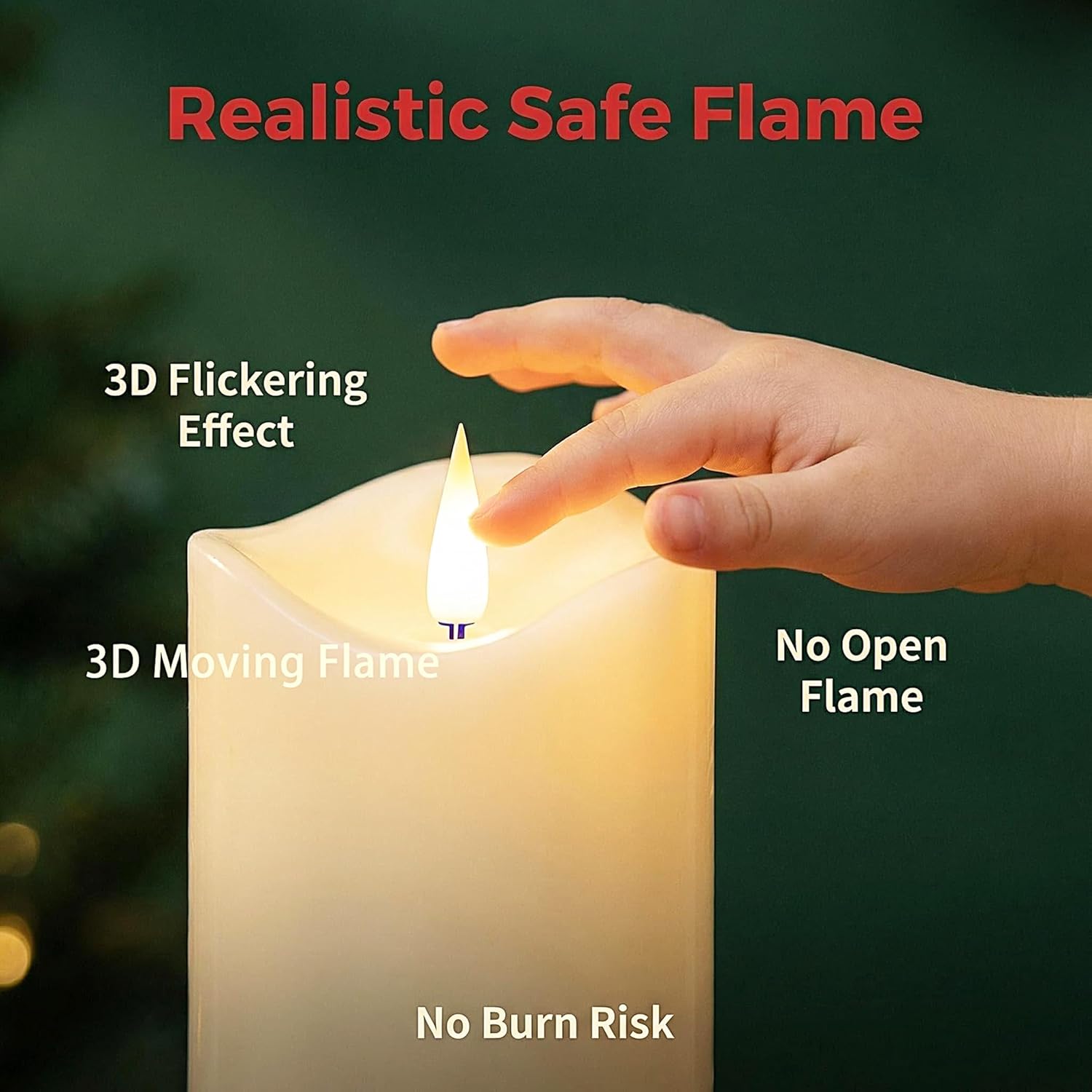 Flameless Candle with Timer,Battery Operated Flickering Led Candles with Remote,Realistic 3D Moving Flame Pillar Candles,Melted Edge,Real Wax Candles for Holiday,Home decor (Ivory Set of 3)D3"xH4"5"6"