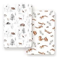 Vista 30 de Juego de 2 sábanas ajustadas de punto de jersey elástico ultra suave, se adapta a sábanas portátiles/mini cunas, almohadillas de colchón