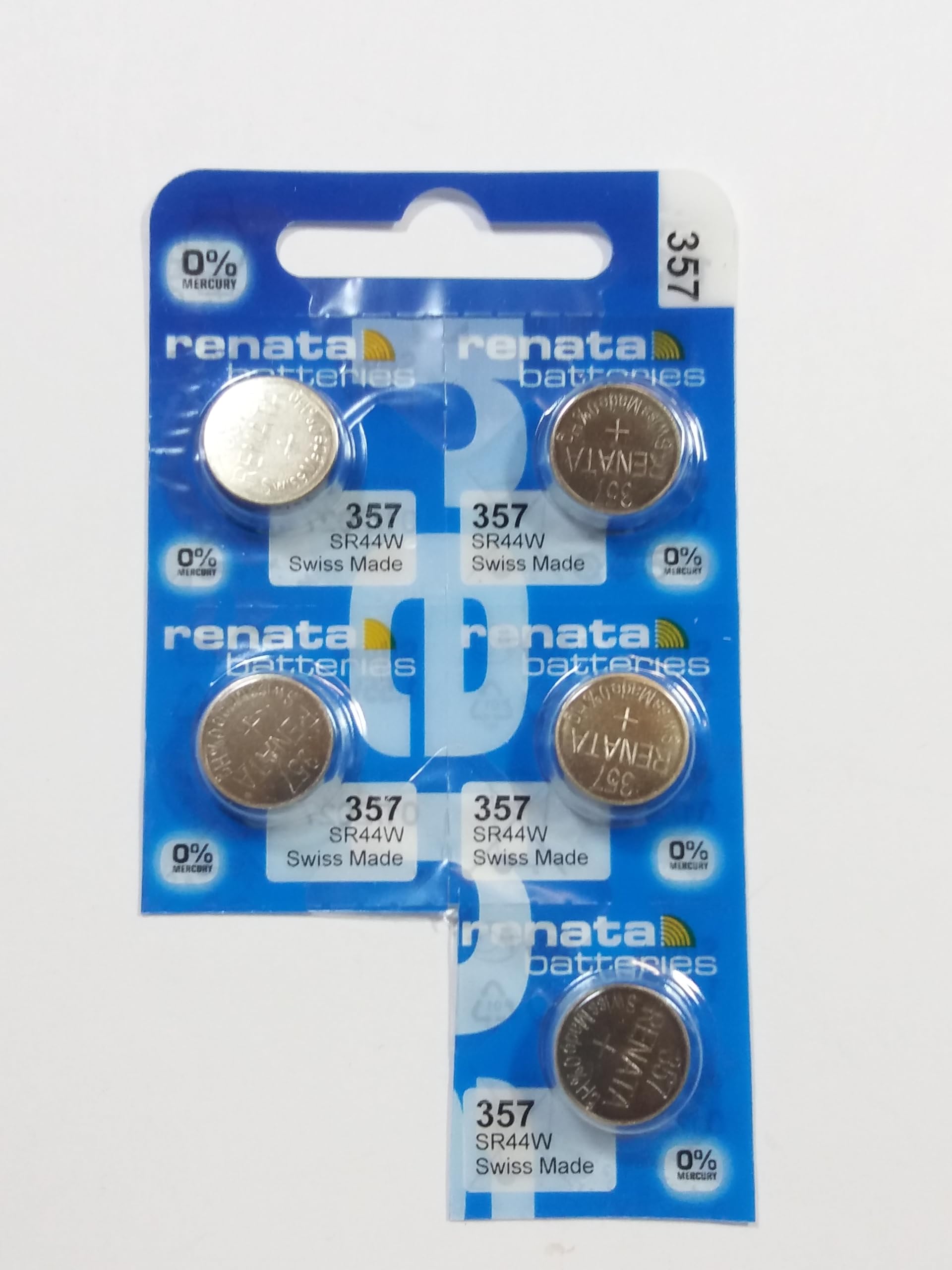 Renata Batteries 357 Silver Oxide 0% Mercury Battery (5 Pack)