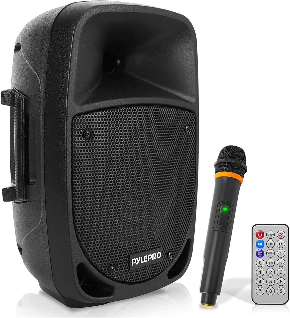 Pyle 800W Portable PA System, Large Bluetooth Speaker w/Wireless Microphone, 20cm Battery Powered PA Systems, Active Speakers, Powerful Loudspeaker, USB/SD Card Reader, for Stage/Parties/Events