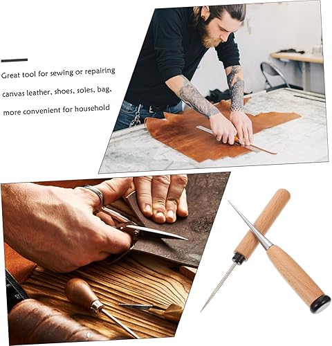 Miniatura 9 de OATIPHO Herramienta de artesanía de cuero DIY Accesorios de punzón de mango de madera Diseño ergonómico para un agarre cómodo
