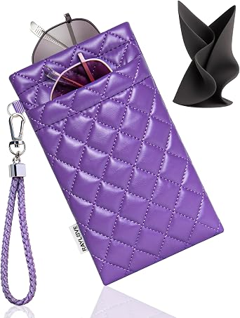 RayLove Double Glasses Case with Carrying Strap and Cleaning Cloth