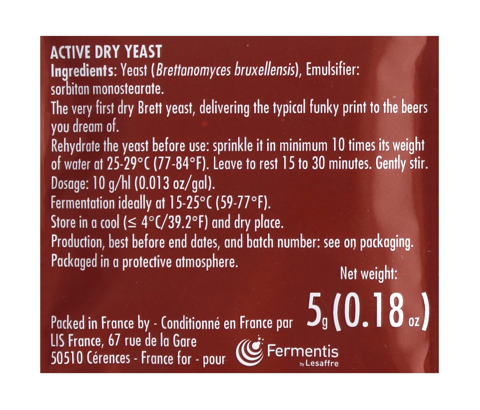 Fermentis SafBrew BR-8 Levadura Brettanomyces bruxellensis liofilizada para cerveza casera Fermentación secundaria en botella o barril Perfil Brett belga controlado