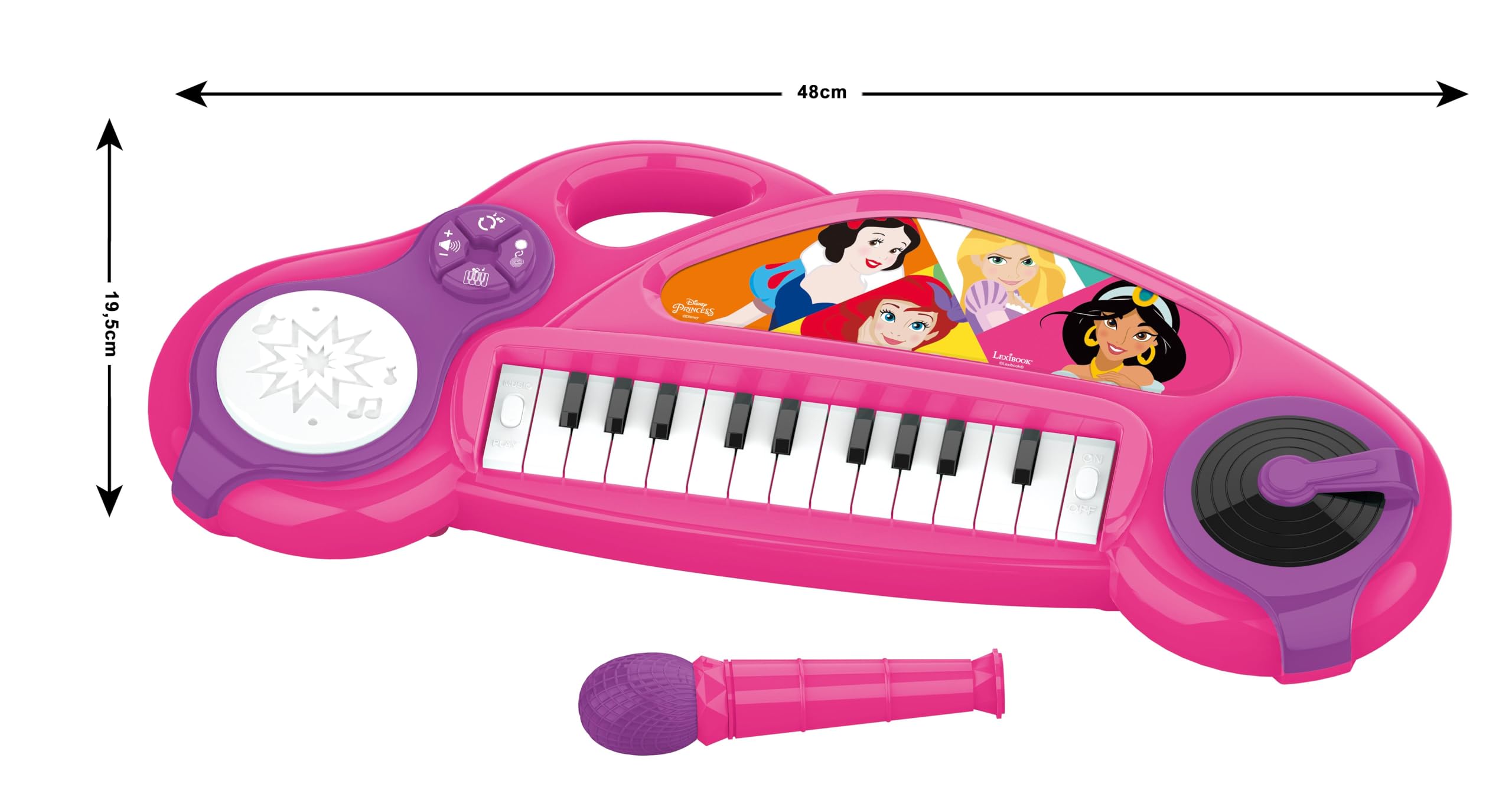 LEXIBOOK Disney Princess, Electronic piano for children with light effects microphone, drums, built-in speaker, demo tunes - Image 2
