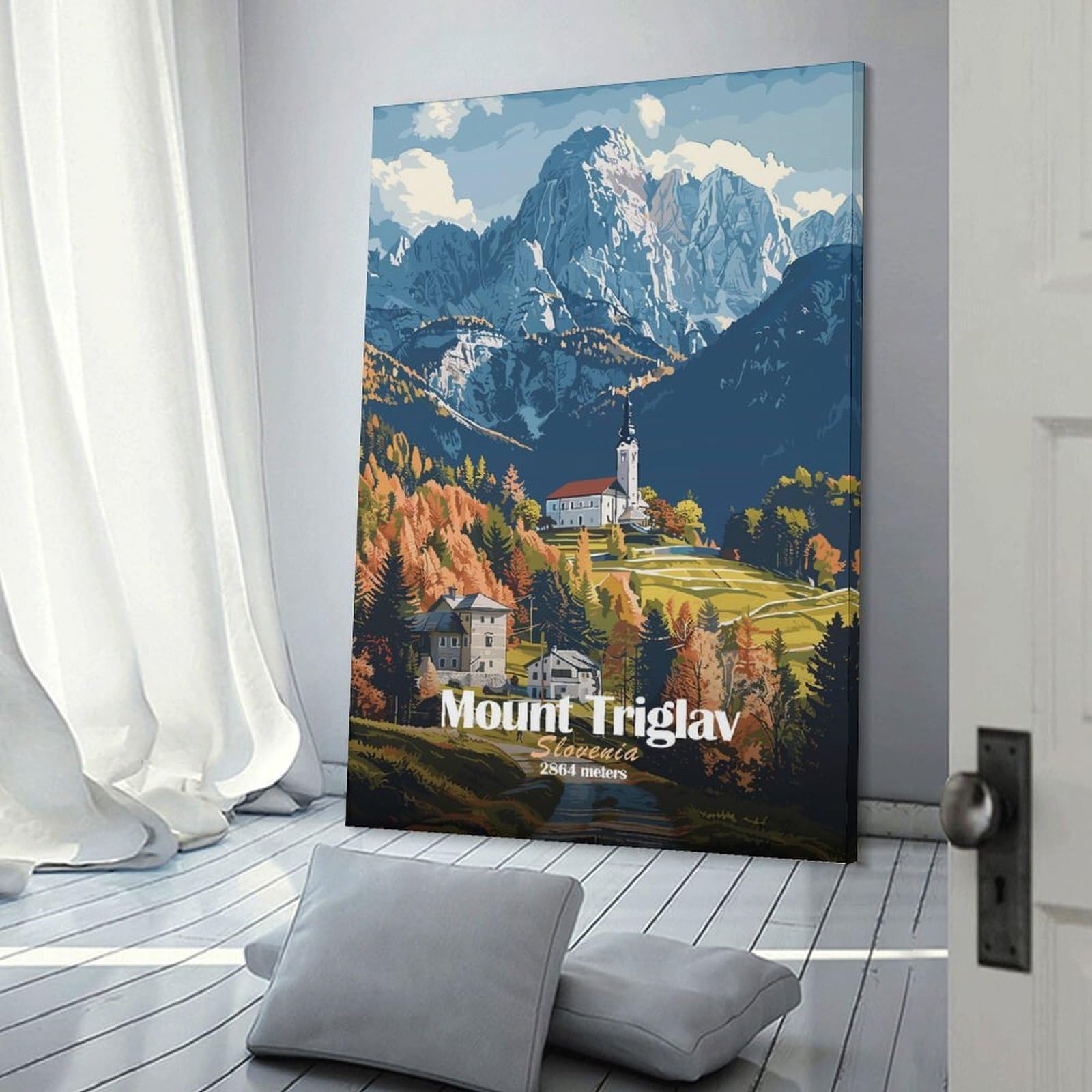Junmoney Canvas Wall Art Mount Triglav Slovenia, 20x30inch(50x75cm), for Lounge Decor, Bedroom Walls Or Flats, A Home Accent with Warm Character