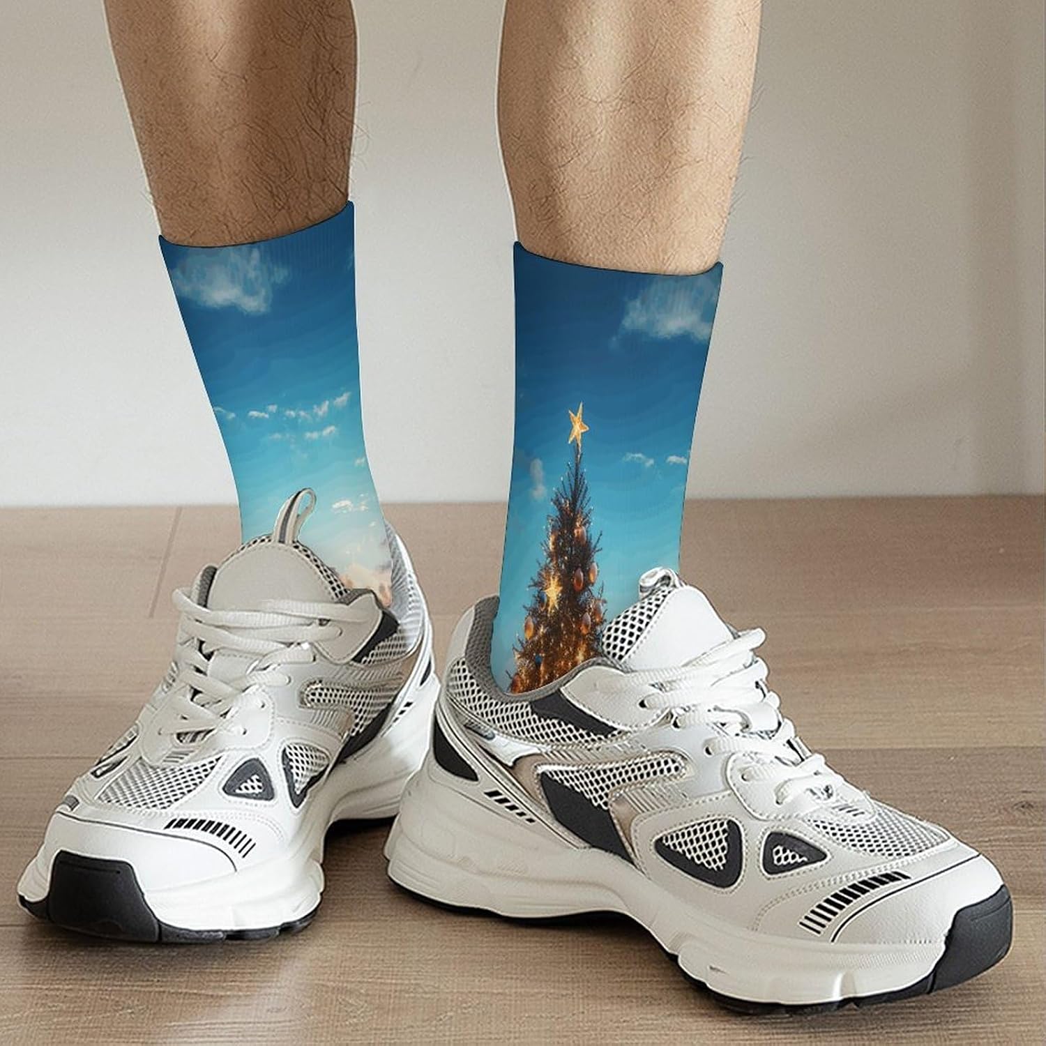 Christmas Tree on The Beach Compression Socks High Stocking