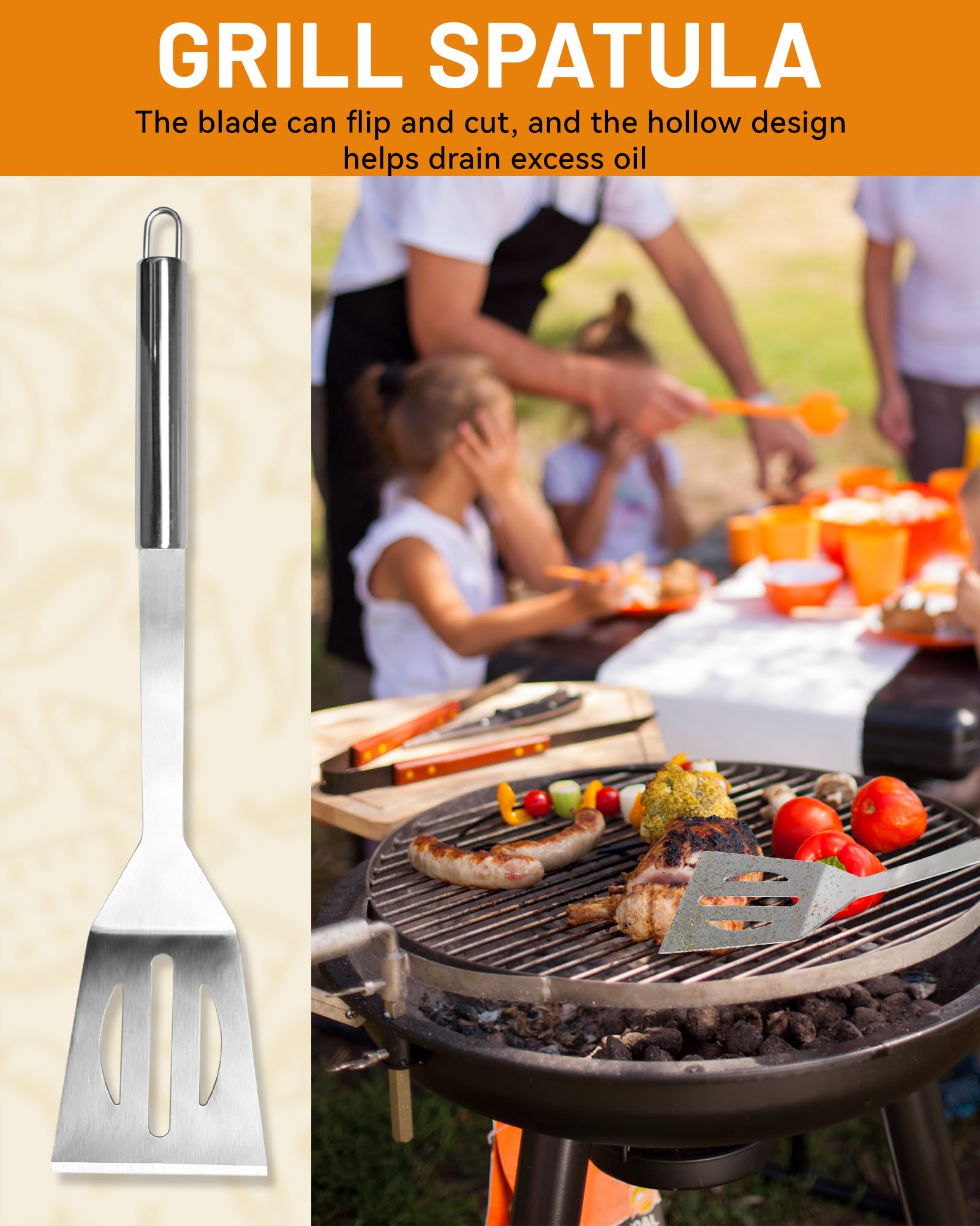 Set barbecue professionale in acciaio inox 5 pezzi - Utensili Barbecue Accessori barbecue regalo per uomini 37x12x7 cm valigetta in alluminio ideale per grigliate e cucina