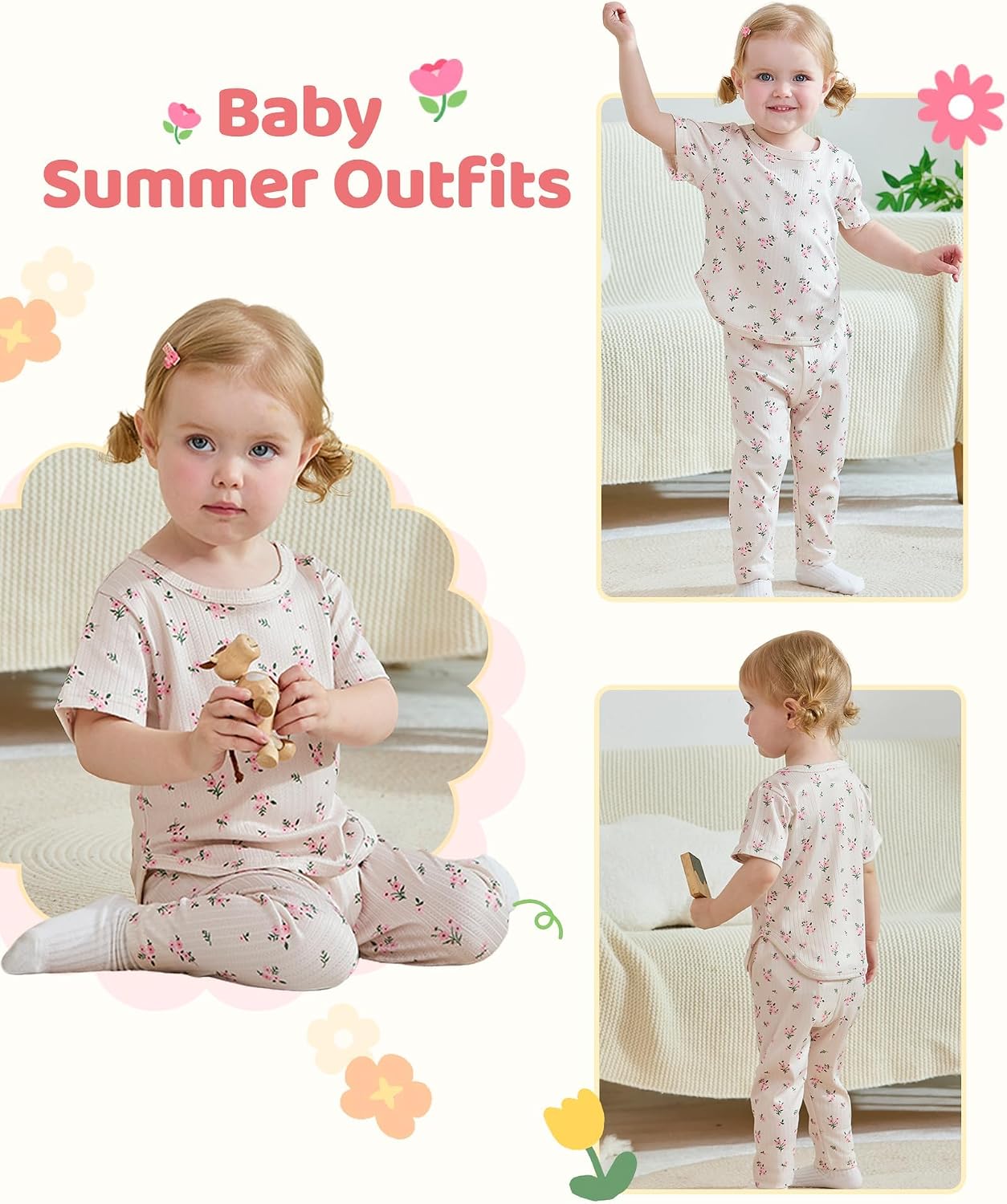 Mioglrie Baby Girl Clothes Toddler Fall Winter Outfits 6 Pcs Girl Clothes image 2