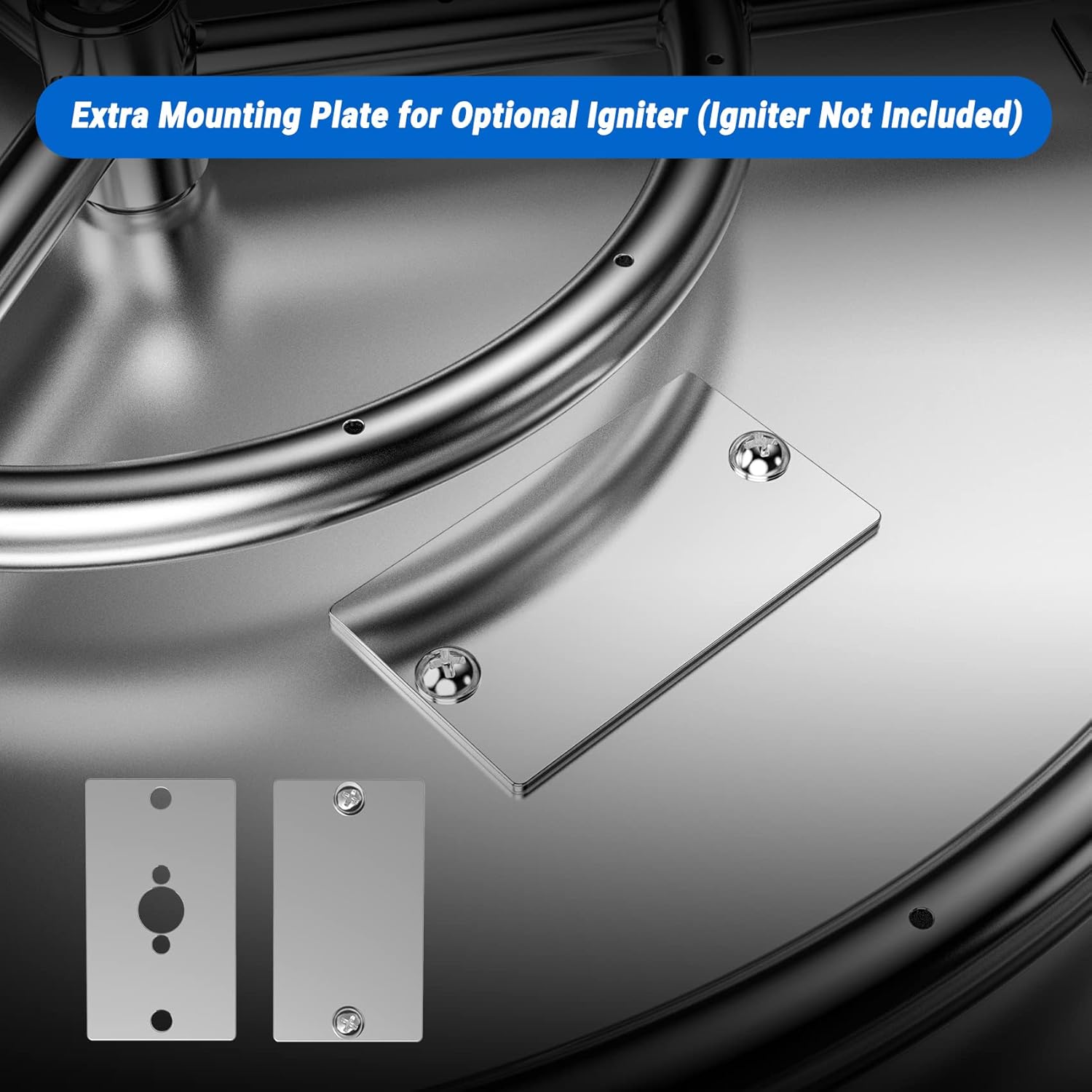 Skyflame 24" x 24" Square Stainless Steel Drop-in Fire Pit Kit and Fire Pit Gas Burner Spark Ignition Kit