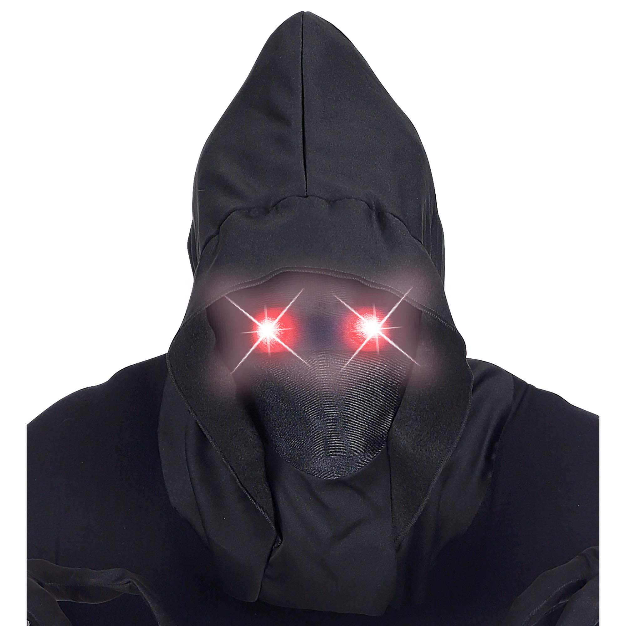 W WIDMANN MILANO Party Fashion 07808 Mask Invisible Face with Hood and Luminous Eyes, Fade in Fade Out Effect, Halloween, Carnival, Theme Party Red light