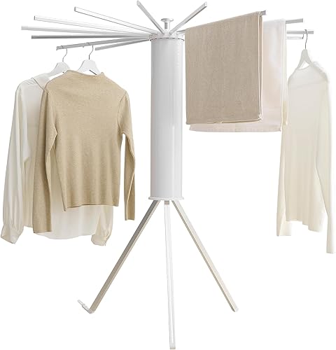 Miniatura 10 de Trípode de secado de ropa, percha de lavandería, estante de secado portátil, estante de secado para ropa al aire libre, tendedero de ropa
