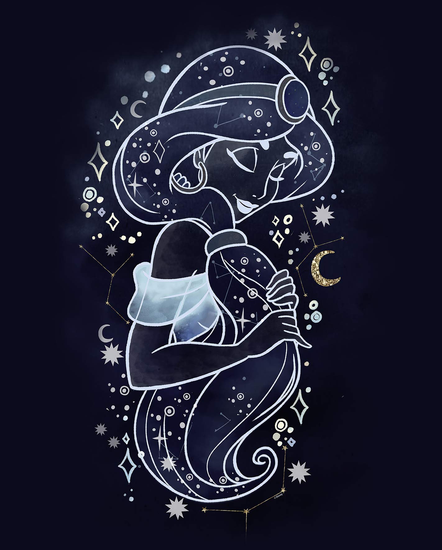Komar Disney Jasmine Stars Wall Picture for Children's Room, Baby Room, Decoration, Art Print, No Frame, WB084-40x50 cm