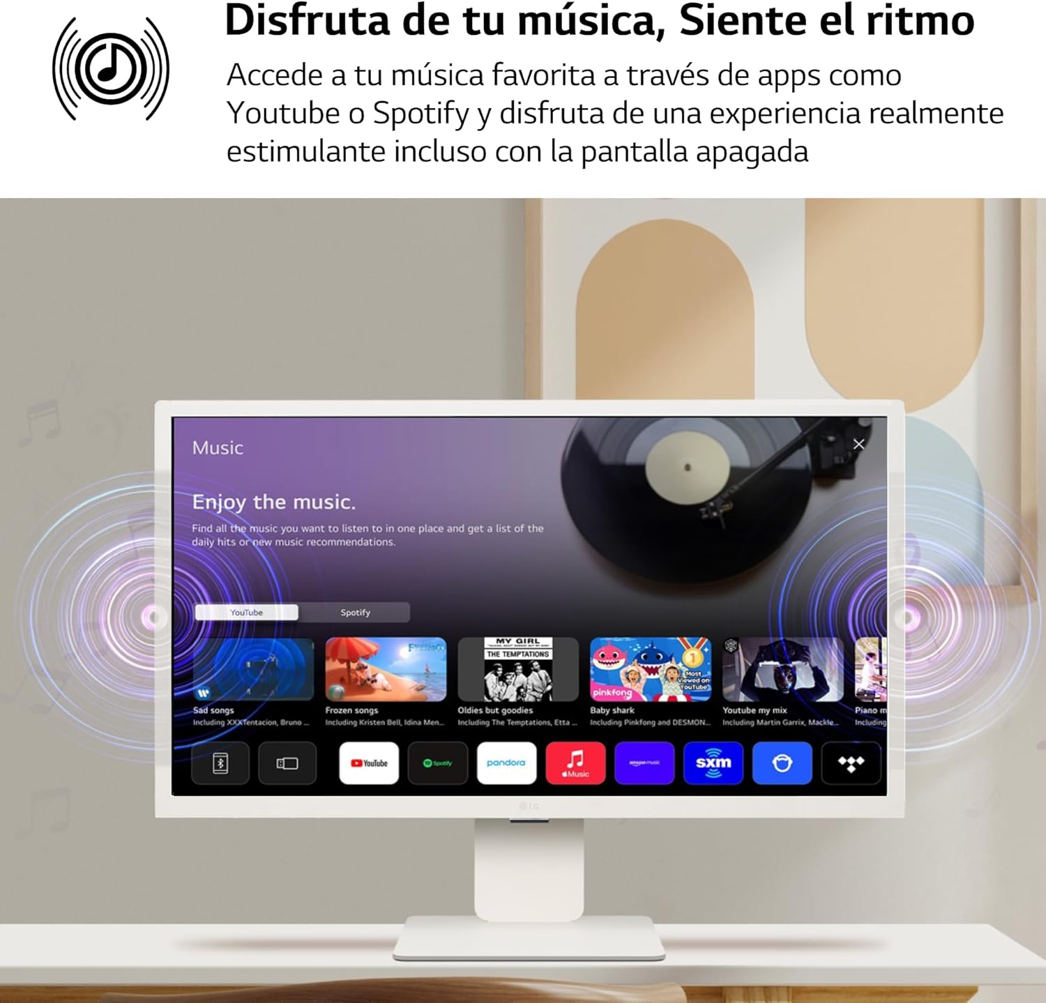 LG 32SR50F-W – Smart Monitor, 32″, Pantalla IPS, 1920×1080, IPS, (16:9), webOS23, 250 nits, con Mando, Sin Cámara, Inclinación Ajustable, Blanco 5
