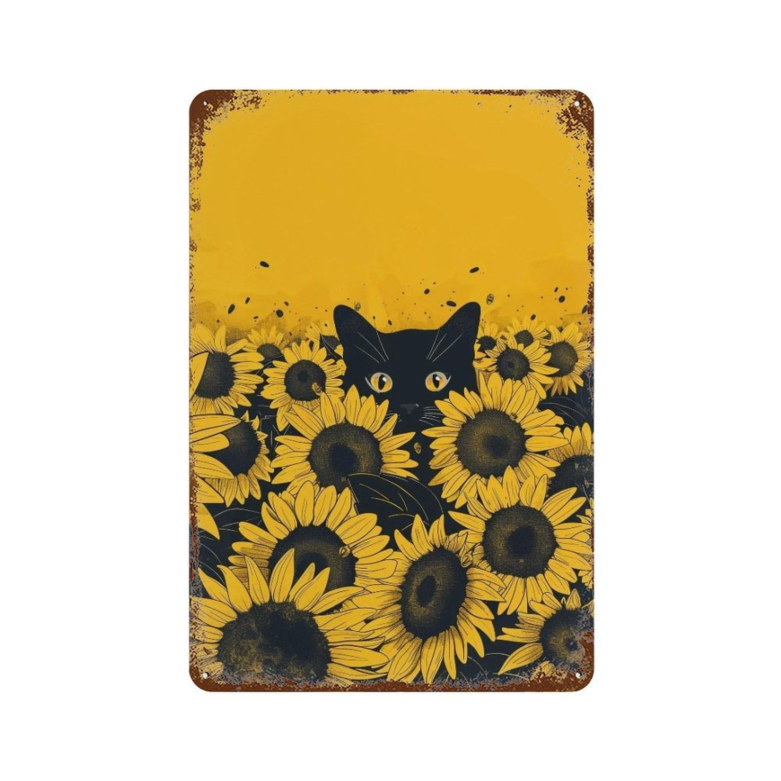 YHGERTKU Feline in Bloom 01 Wall Art Retro Iron Vintage Metal Tin Sign Poster Modern Decor for Living Rooms Gift 30x20cm