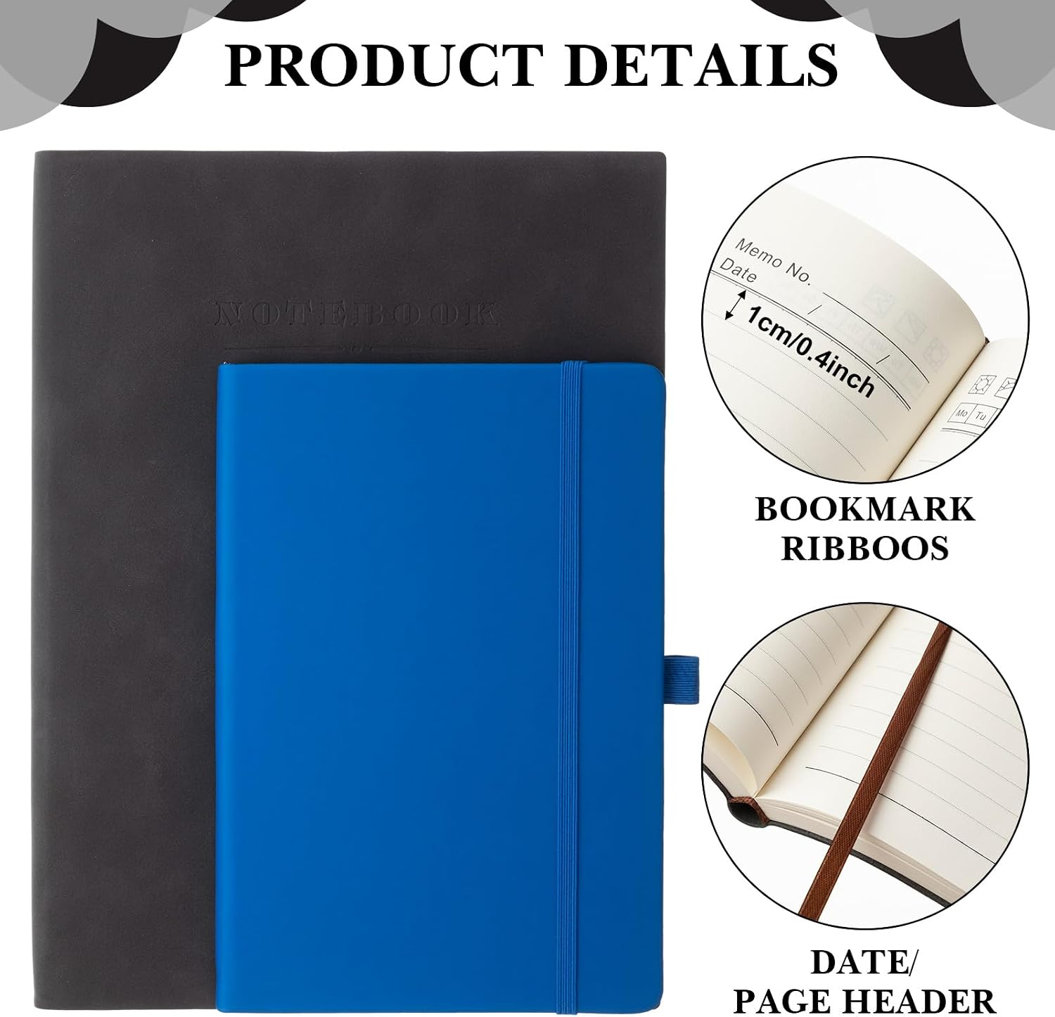 SATINIOR 5 Pack A4 Notebooks Large Journal 360 Pages Leather Softcover Hardcover Notebooks Thick Paper Lined Note Writing Notepad for Travel Office School Business, 8.5'' x 11''(Black)
