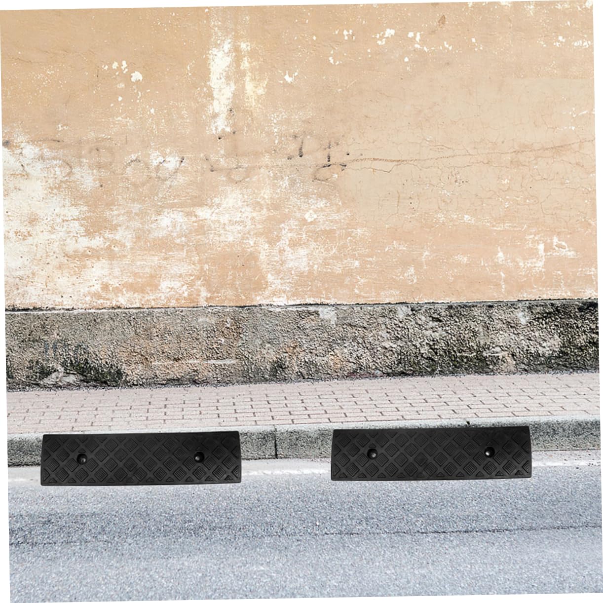 Rampe di Soglia per Auto 2 Pezzi in Gomma Design Testurizzato e Aderente, Nero, per Vialetti e Ingressi Domestici