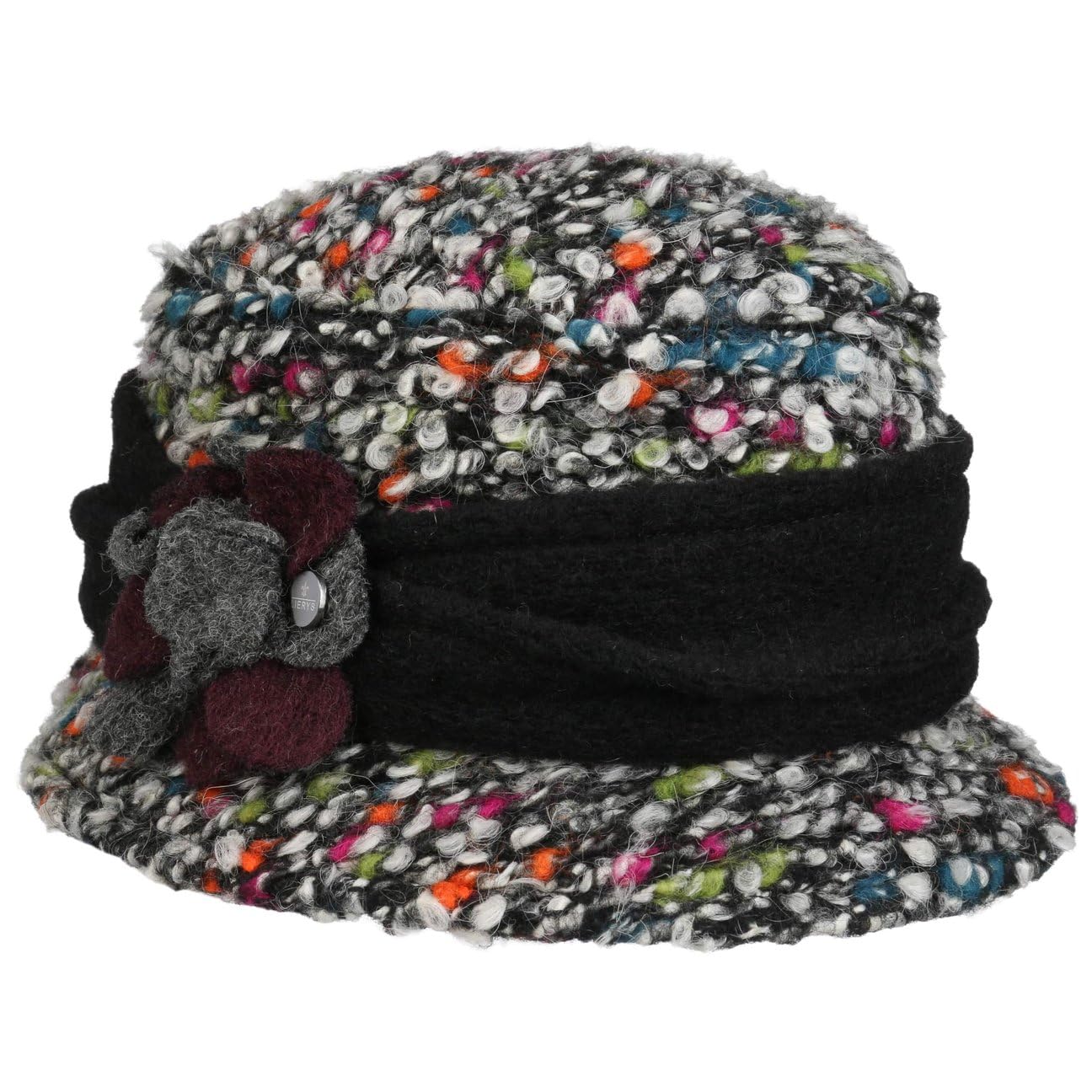 LIERYS Colourtouch Wollhut Damenhut mit Blume Bucket Hat Garniturband aus Filz Made in Italy Damen Herbst Winter