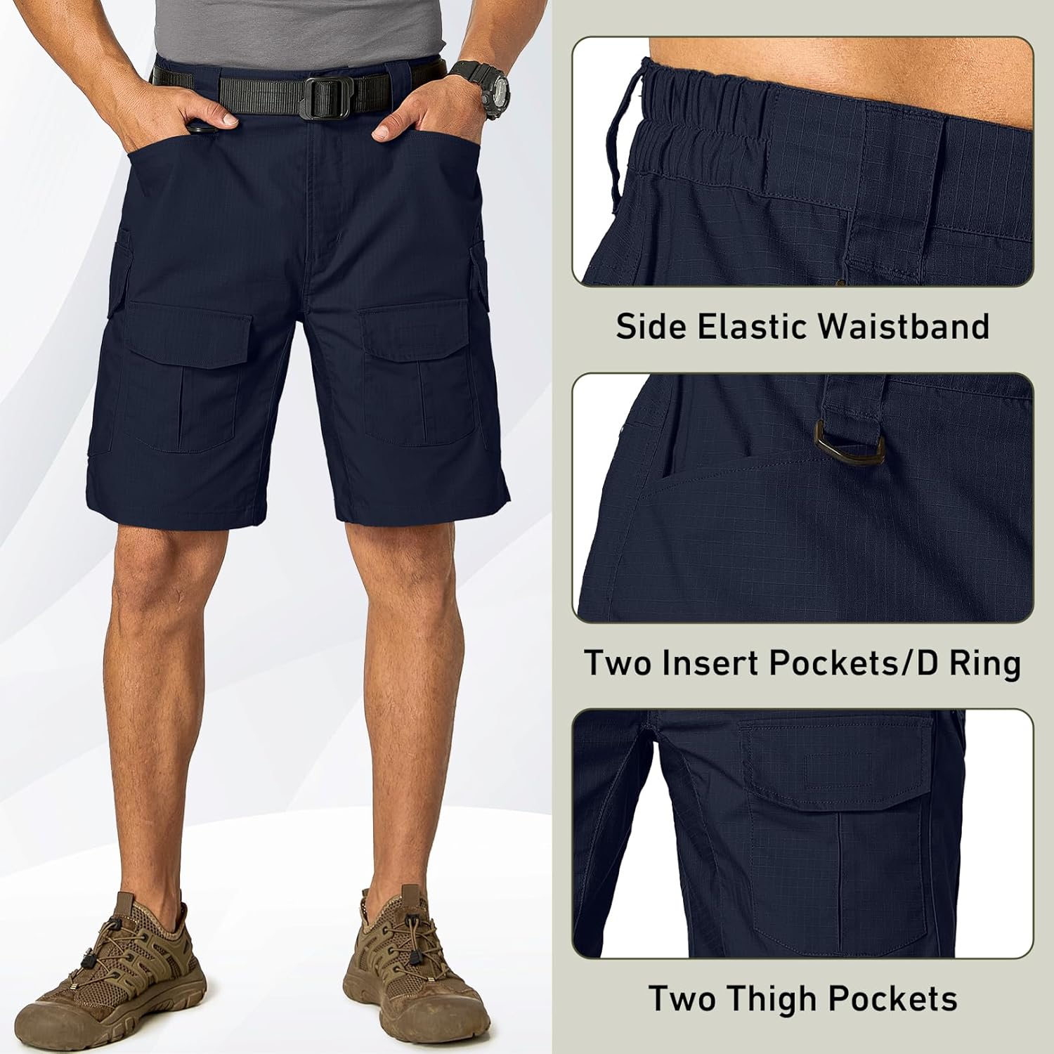 Mens Cargo Tactical Shorts Hiking BDU Wear Resistant Rip Stop Work Hiking Fishing Shorts for Men (No Belt) - Image 3