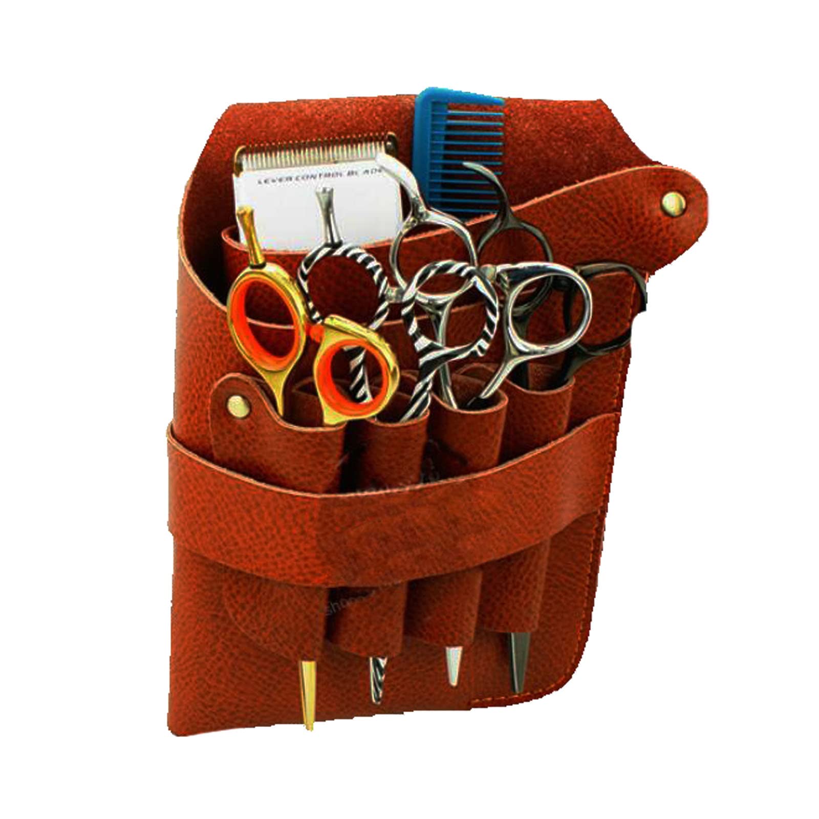 vrfvsdasAAS Hairdressing Tools Waist Bag, Hair Stylist Scissor Holder Pouch Holster Cowhide Hairdressing Scissors Waist Shoulder Bag(C)
