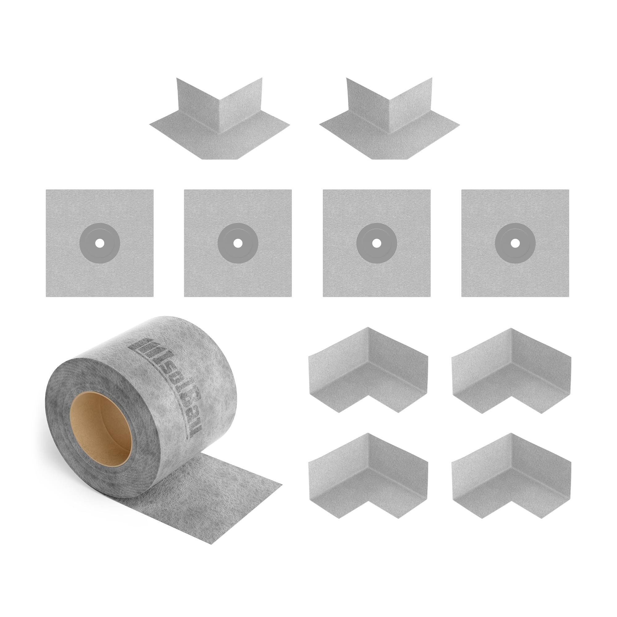 Isolbau 202G Bandset - Dicht-Set für den Innen und außen bereich inkl. 20 m Dichtband, 4x Innenecken, 2x Außenecken & 4x Wandmanschetten, Abdichtung Dusche Bad Küche Wand Wasserdicht