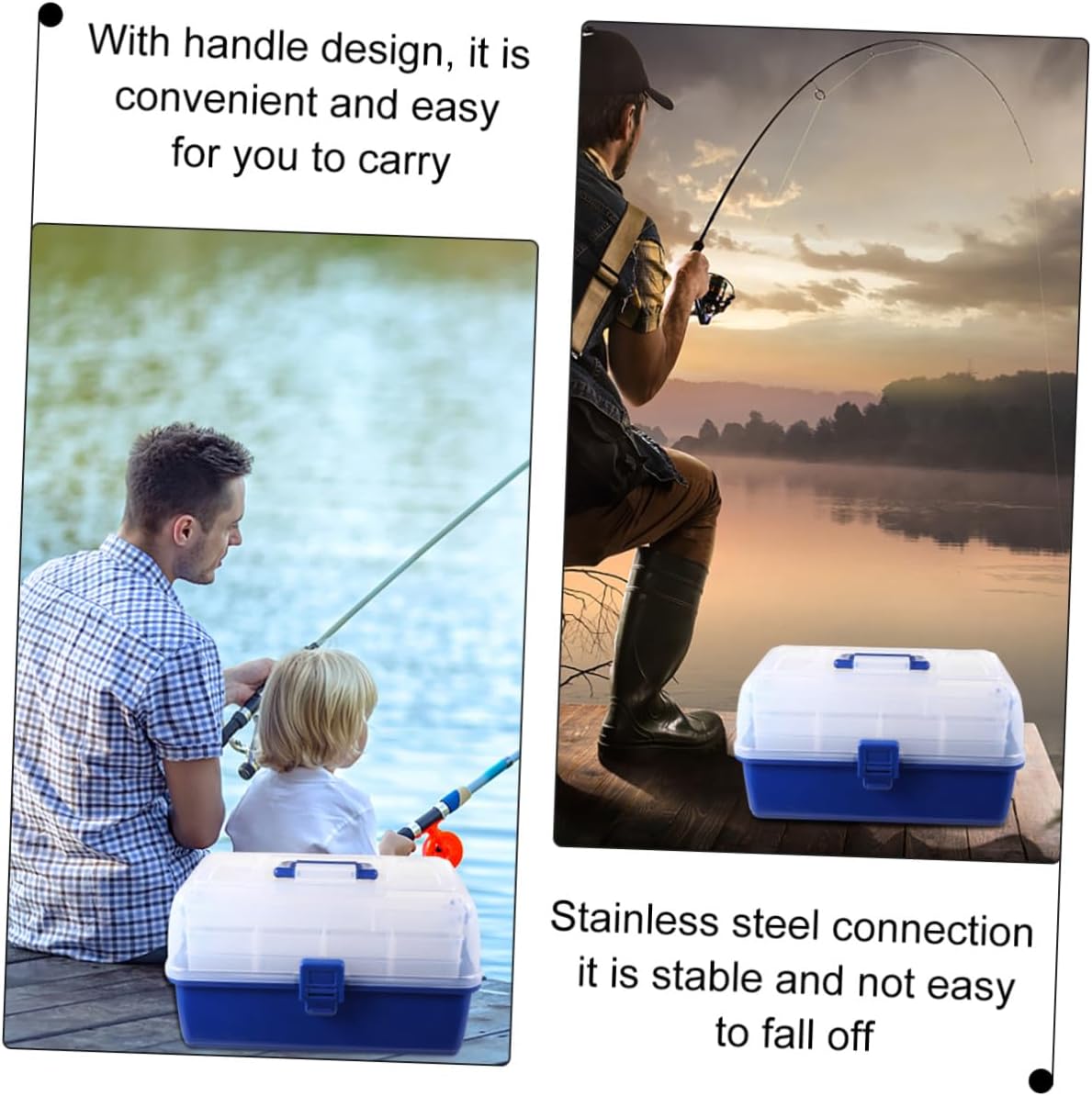 Portable Fishing Tackle Organizer Box 4-layer Plastic Fishing Gear Storage Container Tool Box