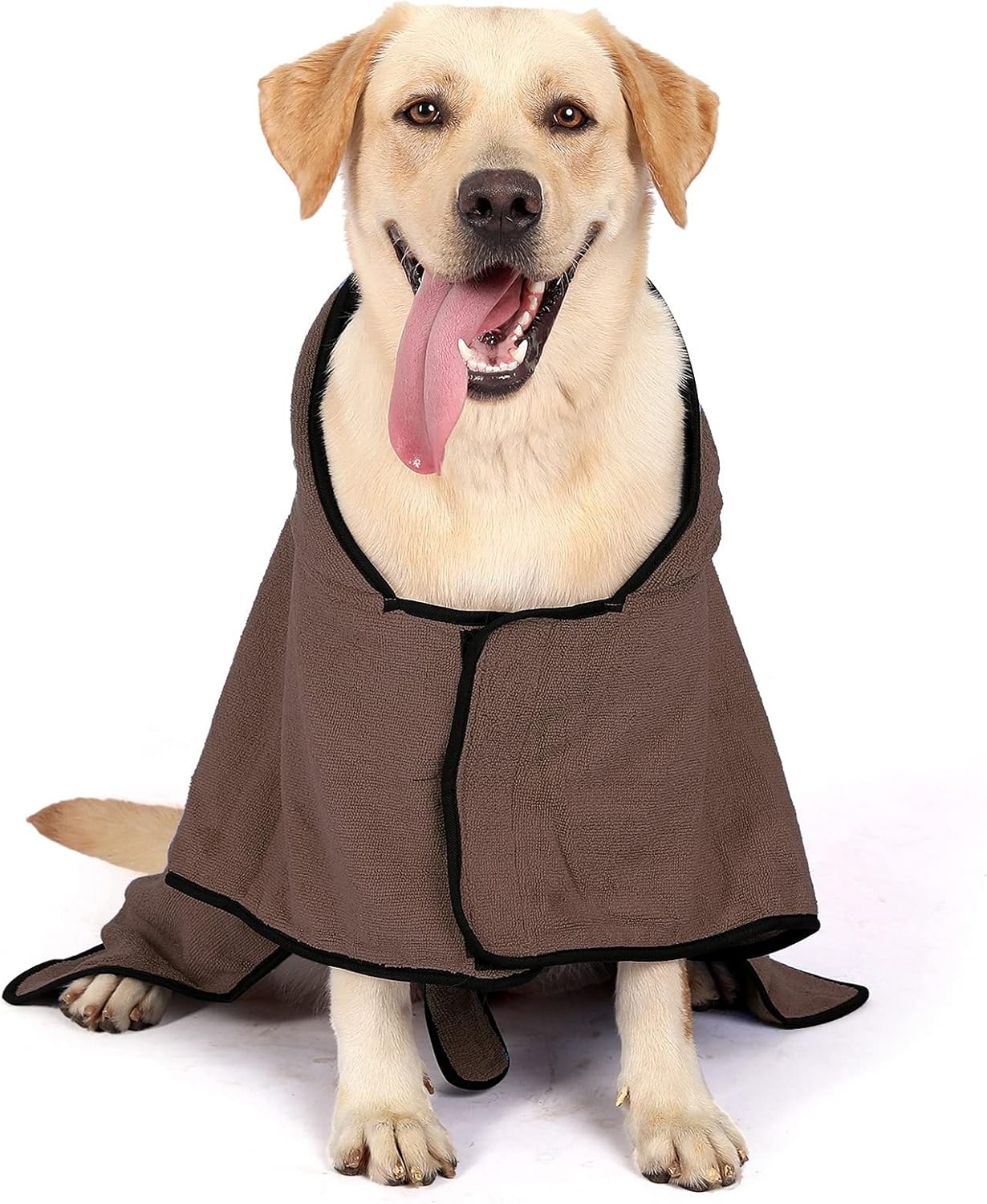 Zunea Dog Bathrobe Towel for Drying Dogs Absorbent Bath Robe with Hood Pet Hoodie Towel with Adjustable Belt for Small Medium Large Dogs Cats Quick Dry for Bathing and Grooming Coffee XL