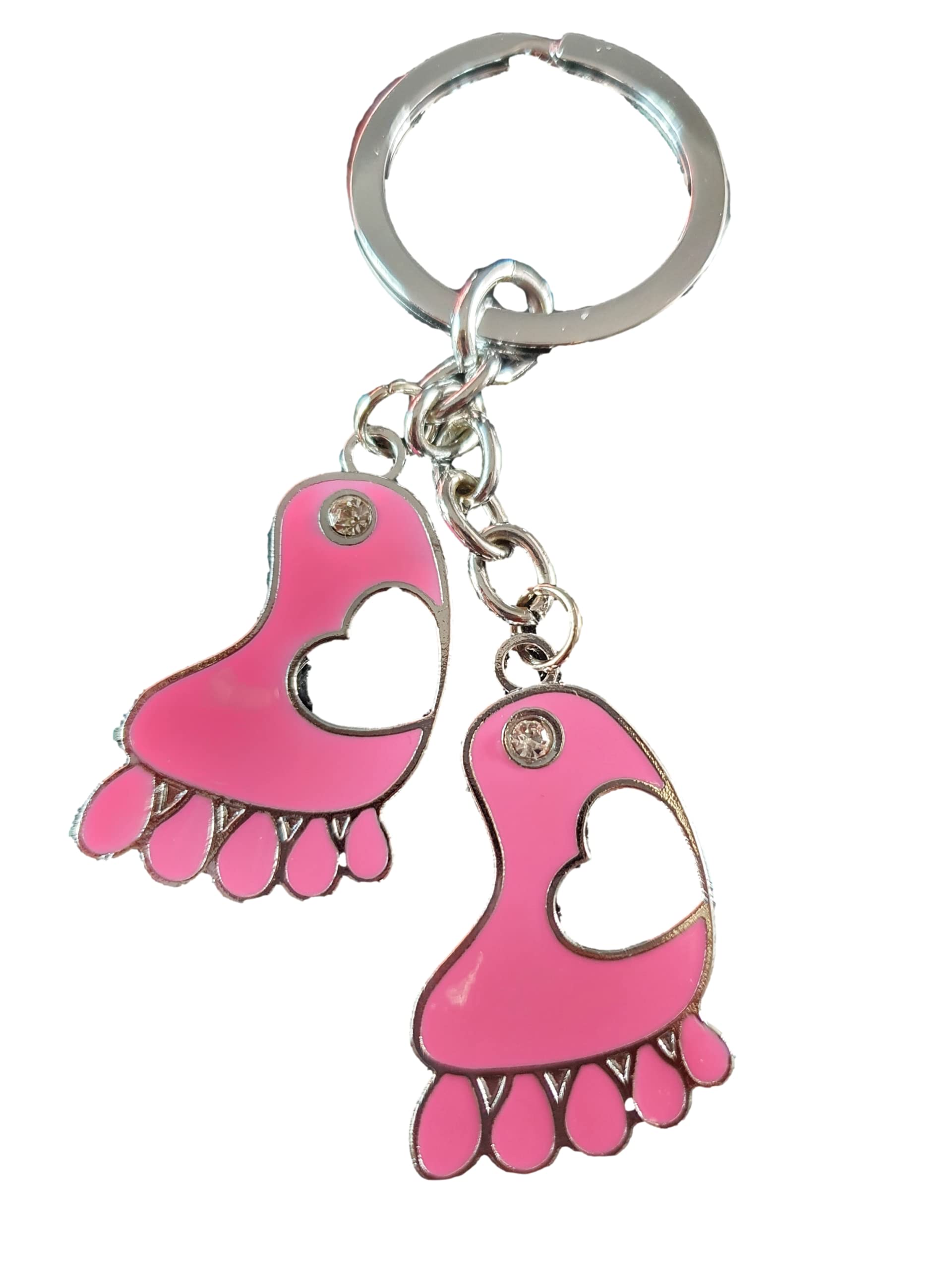 Fat-catz-copy-catz Unisex Animated Pink Feet Foot Enamel Metal Keyring
