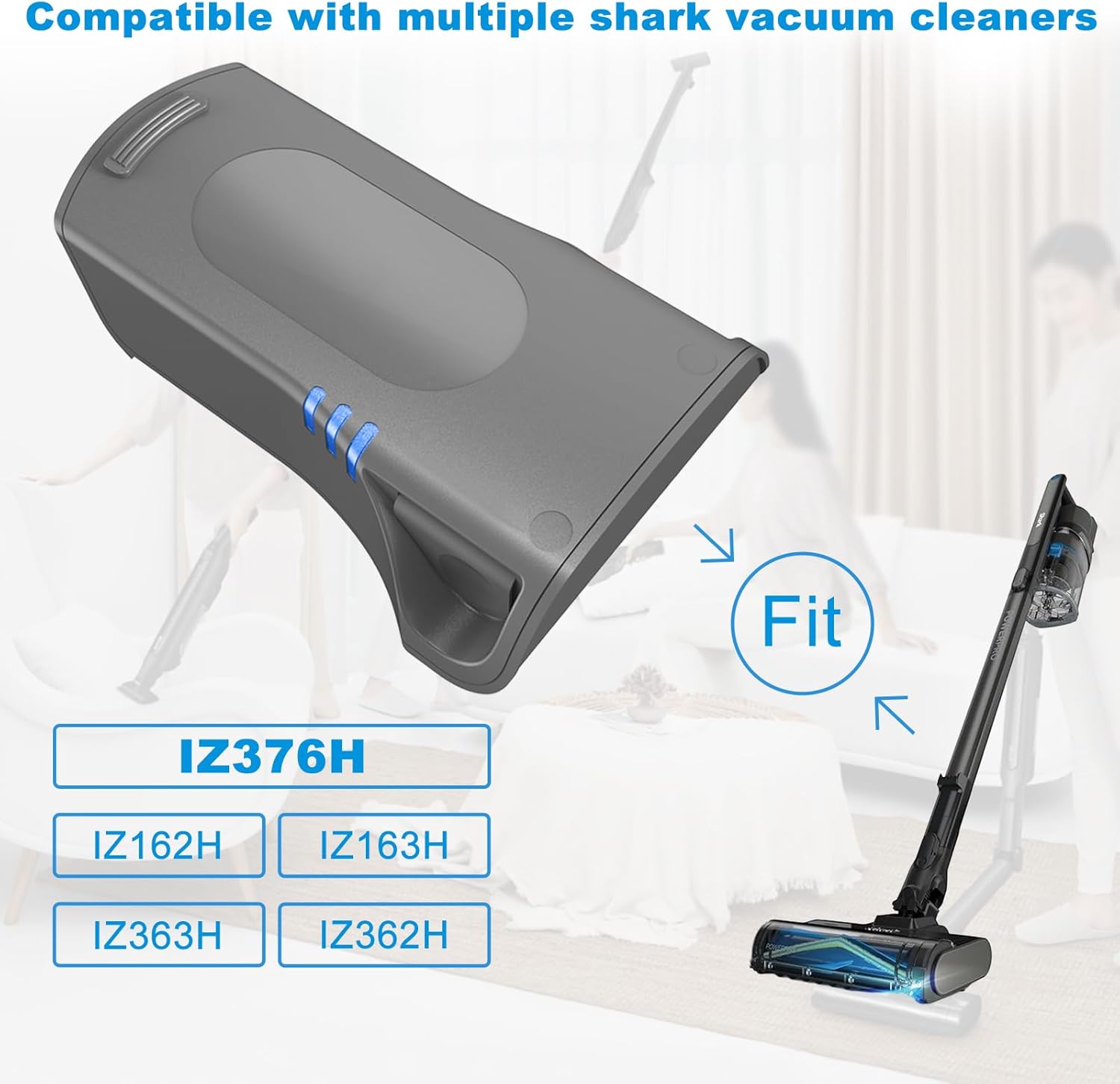 3500mAh Replacement Battery for Shark XSBT620 Battery,Compatible with Shark IZ376H IZ162H IZ163H IZ362H IZ363H Cordless Vacuum Cleaners,Lithium Ion Battery