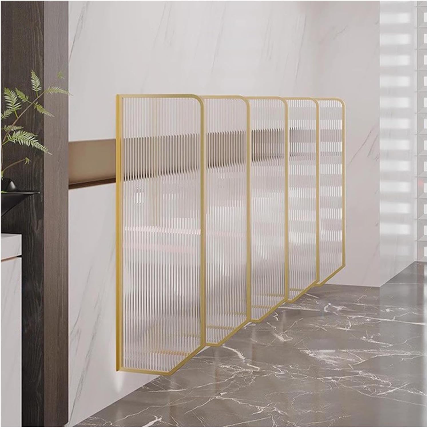 Men's Urinal Privacy Screen Baffle, Wall Mounted Tempered Glass Public Toilet Protection Divider for Hotels, Schools, Shopping Malls,Gold 1-6 Pcs