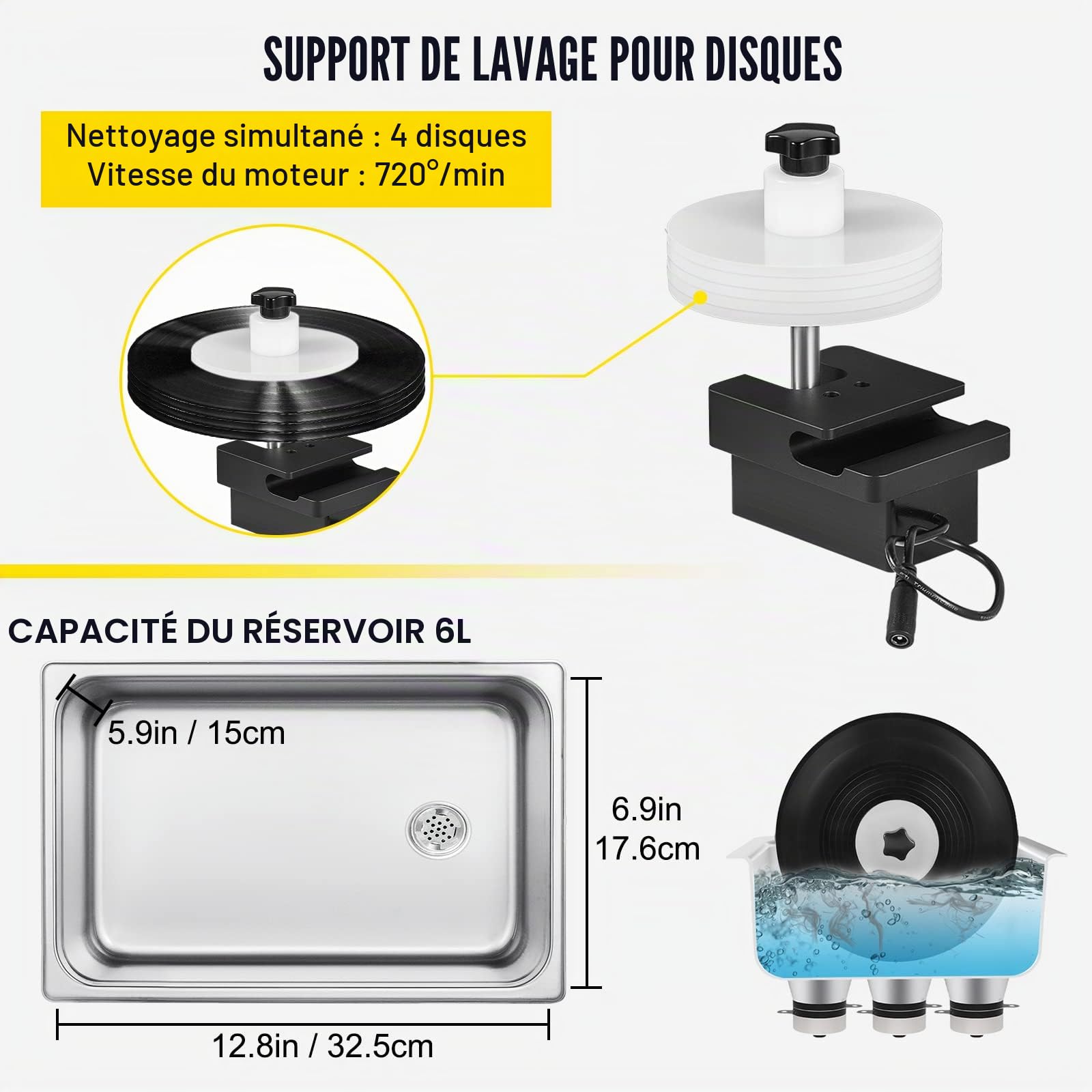 VEVOR Appareil de nettoyage numérique à ultrasons en acier inoxydable 6 l, 33 x 18 x 28,5 cm, appareil de nettoyage à ultrasons pour lunettes, montres, bijoux